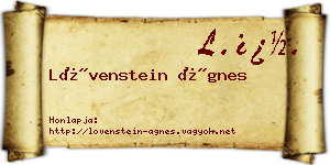 Lövenstein Ágnes névjegykártya